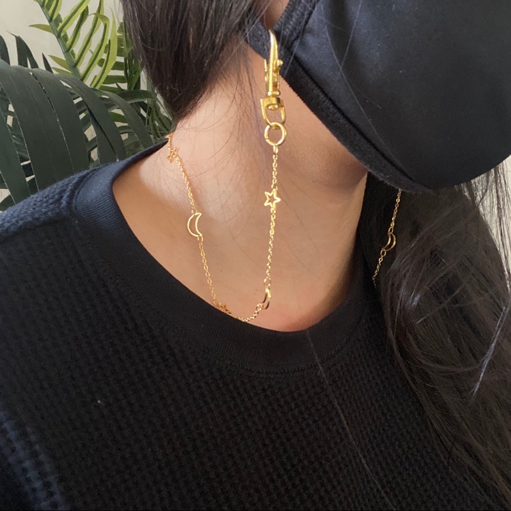 Moon & Stars 18k Gold Plated Mask Chain - Picture 2 of 5